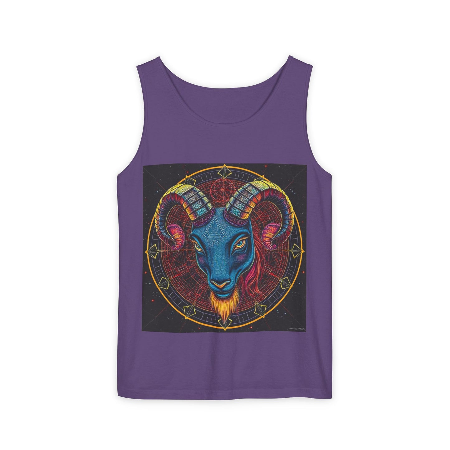 Unisex Garment-Dyed, Tank Top, Aries Design, Pop Art, 100% Ringspun US cotton