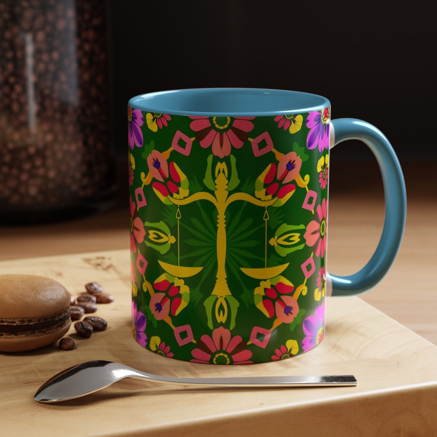 Accent Coffee Mug, Libra, Zodiac, Flower Pattern, (11, 15oz)
