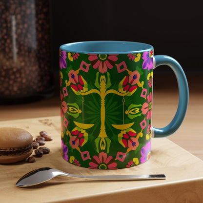 Accent Coffee Mug, Libra, Zodiac, Flower Pattern, (11, 15oz)