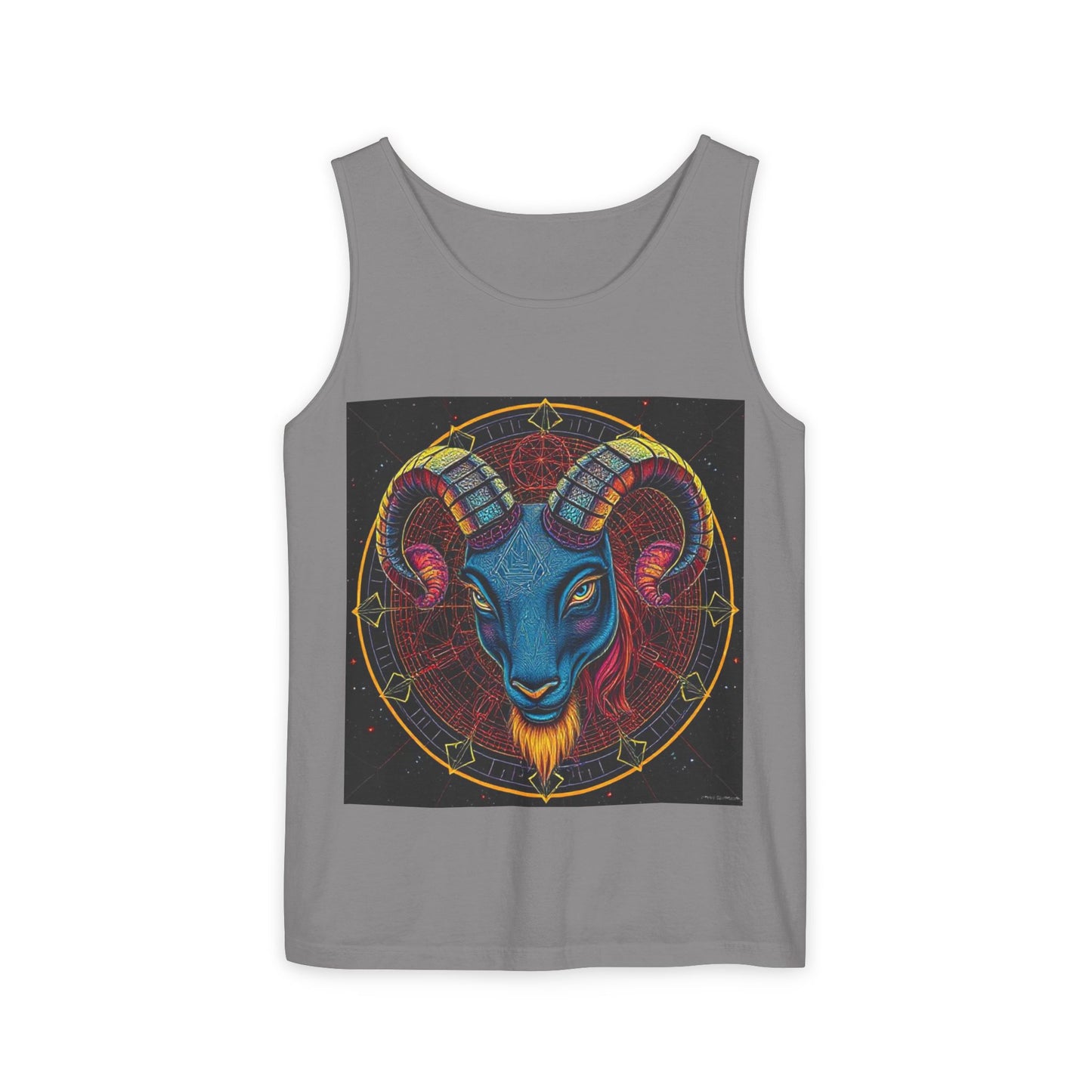 Unisex Garment-Dyed, Tank Top, Aries Design, Pop Art, 100% Ringspun US cotton
