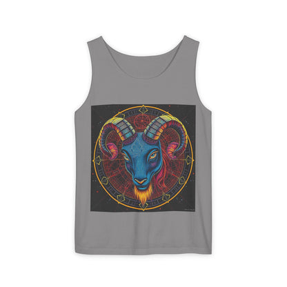 Unisex Garment-Dyed, Tank Top, Aries Design, Pop Art, 100% Ringspun US cotton