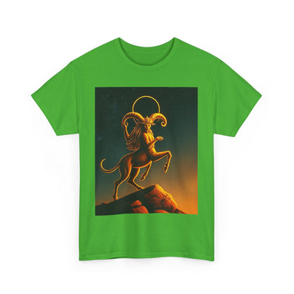 Unisex Heavy Cotton T-Shirt, Mountain Top 1v, Aries Zodiac Design