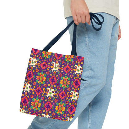 Tote Bag (AOP), Aquarius, Zodiac v2, Flower Pattern