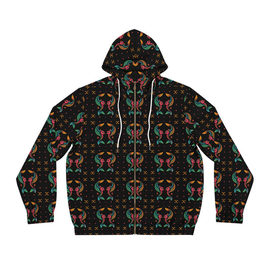 Full-Zip Hoodie (AOP), Pisces, Zodiac v4, Pattern