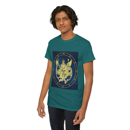 Unisex Heavy Cotton T-Shirt, King of Pisces, Zodiac Design