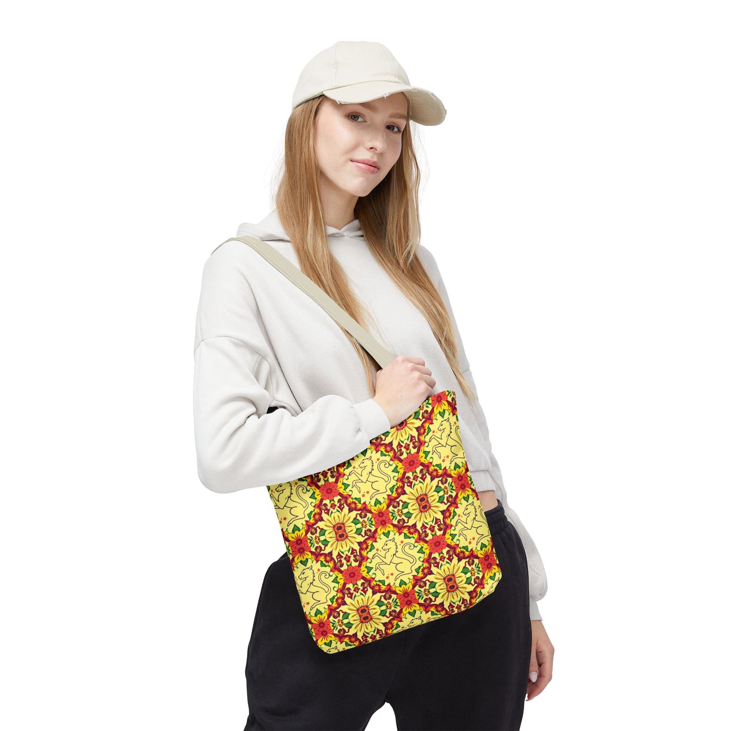 Tote Bag, (AOP), Virgo, Zodiac, Flower Pattern