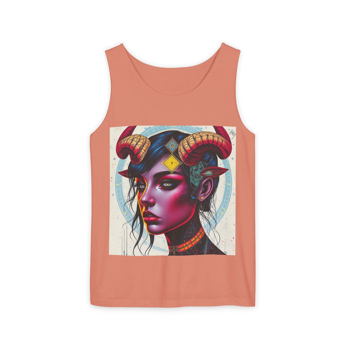 Unisex Garment-Dyed, Tank Top, Taurus Design, Pop Art v2, 100% US cotton