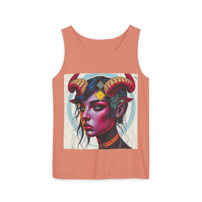 Unisex Garment-Dyed, Tank Top, Taurus Design, Pop Art v2, 100% US cotton