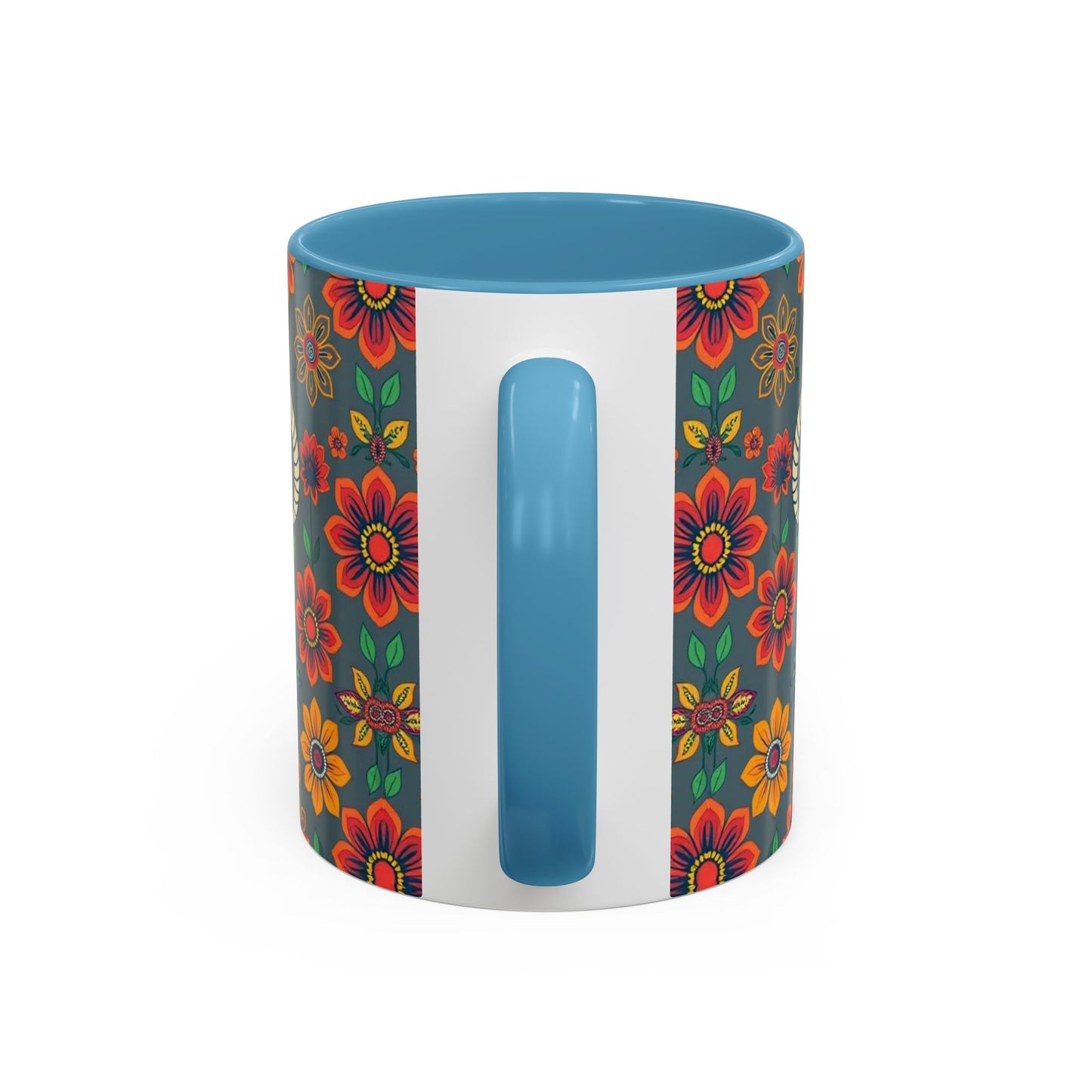 Accent Coffee Mug, Aries, Zodiac v4, Flower Pattern, (11, 15oz)