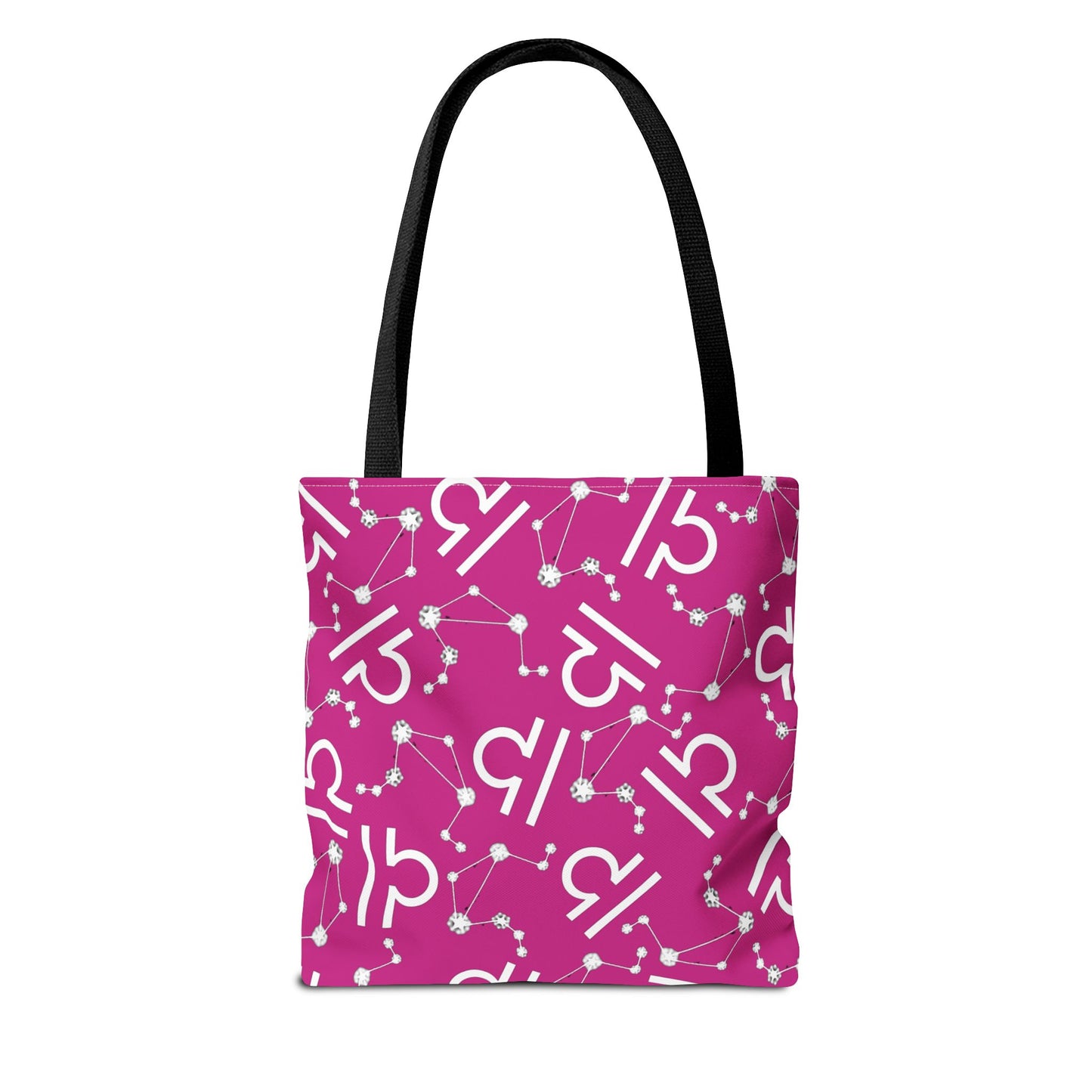 Tote Bag, Libra Zodiac Sign, AOP, (Pink, White)