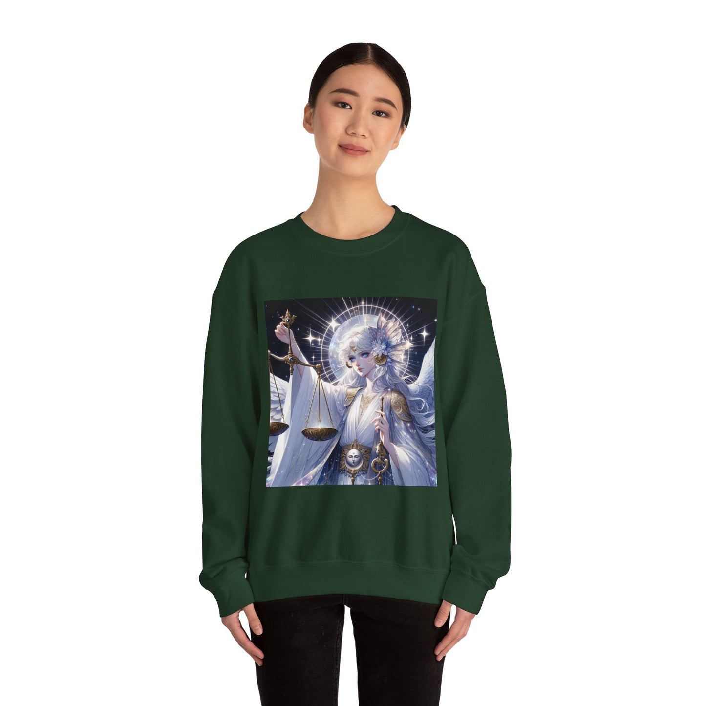 Unisex Heavy Blend™ Crewneck Sweatshirt,anime angel, Libra Zodiac Design