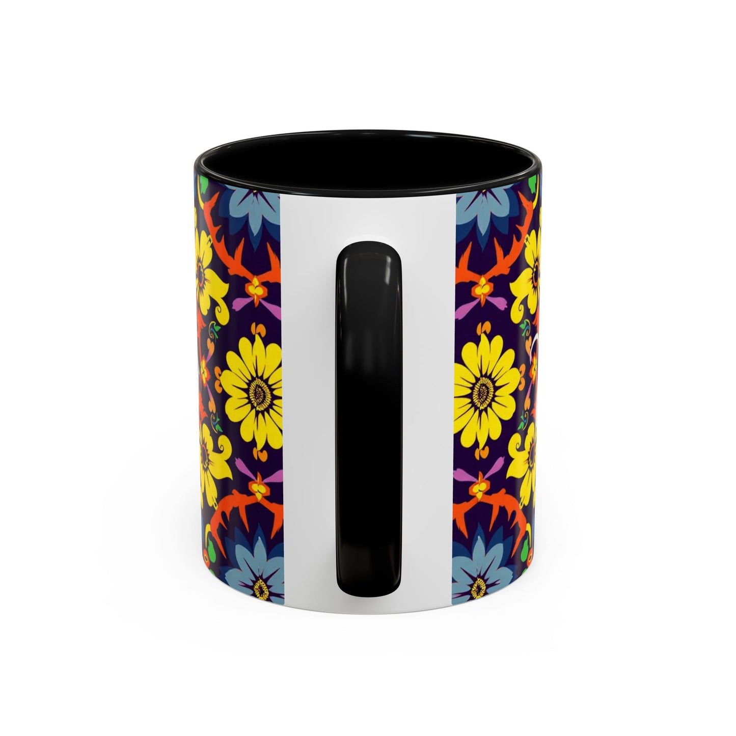 Accent Coffee Mug, Aquarius, Zodiac v1, Flower Pattern, (11, 15oz)