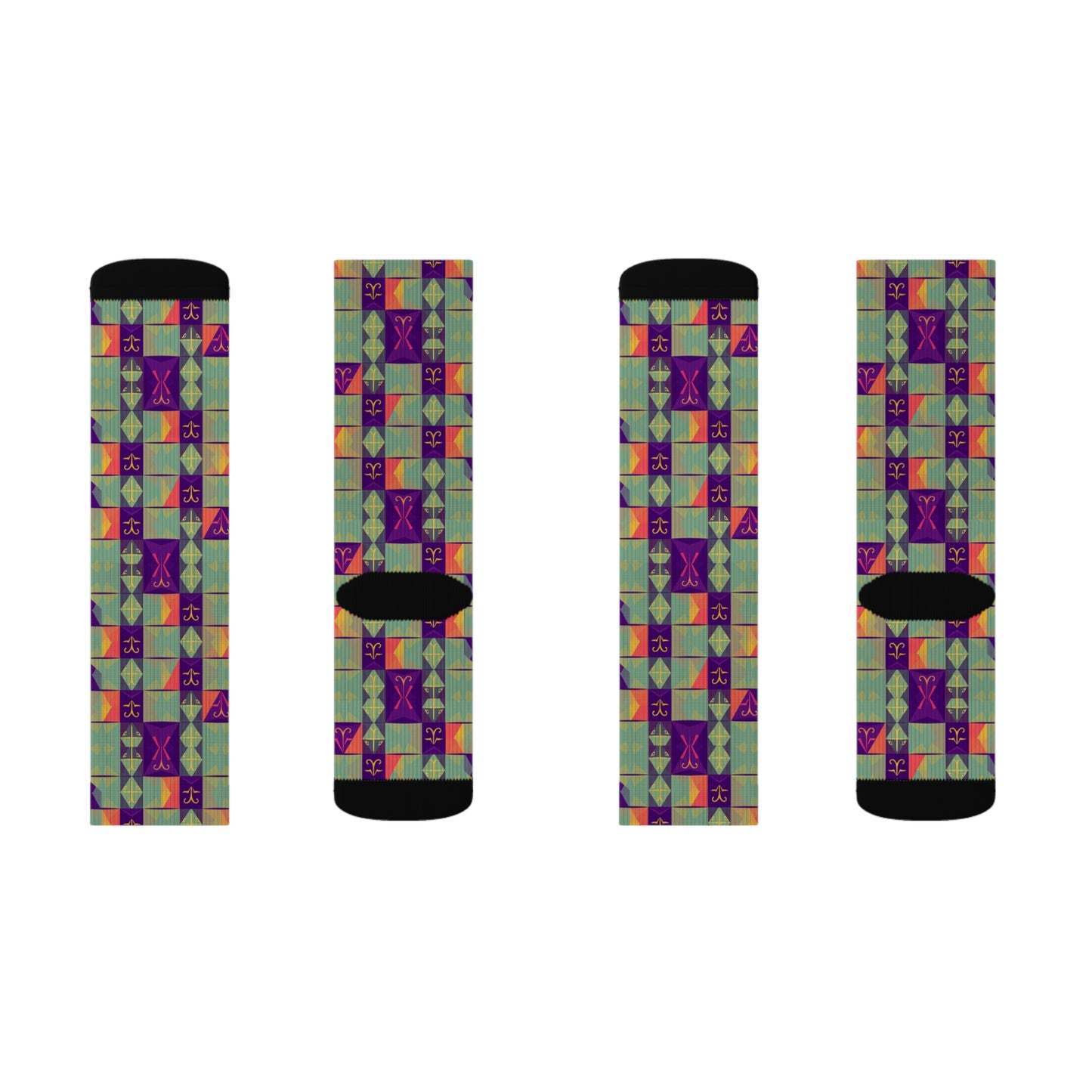 Sublimation Socks, Aquarius, Zodiac v2, Shapes Pattern