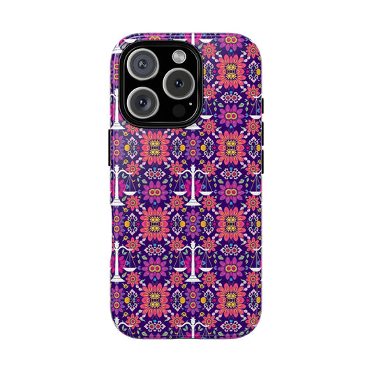 Tough Cases, Libra, Zodiac v4, Flower Pattern