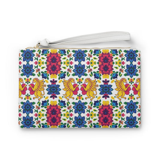 Clutch Bag, Gemini, Zodiac v4, Flower Pattern