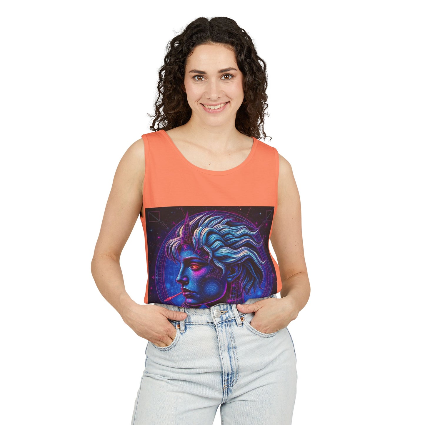Unisex Garment-Dyed, Tank Top, Gemini, Pop Art v1, 100% US cotton