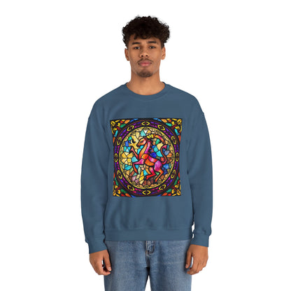 Unisex Heavy Blend™ Crewneck Sweatshirt, Glass, Aries Zodiac Design