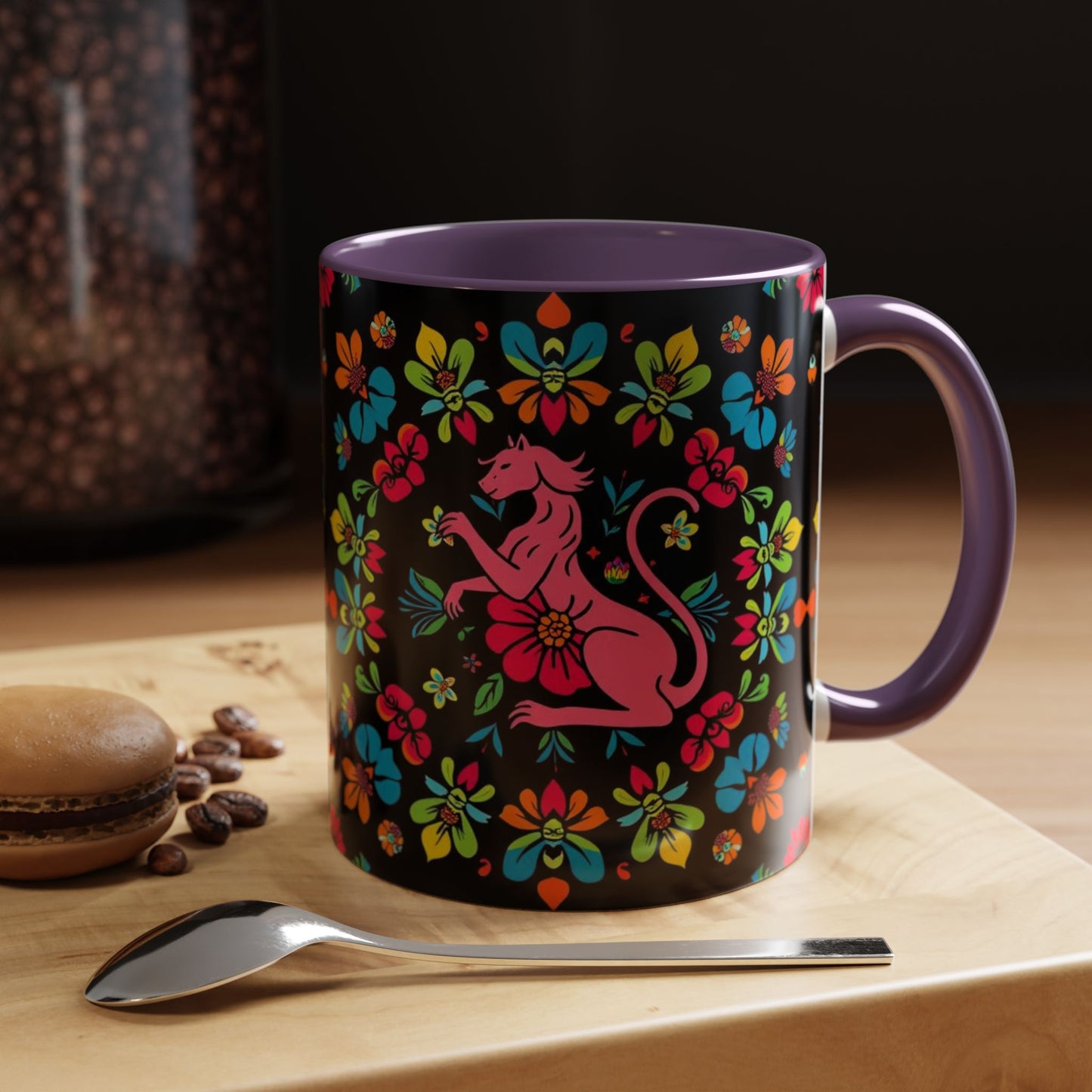 Accent Coffee Mug, Zodiac. Virgo, Flower Pattern, (11, 15oz)
