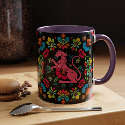 Accent Coffee Mug, Zodiac. Virgo, Flower Pattern, (11, 15oz)