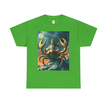Unisex Heavy Cotton T-Shirt, Crustacean King, Cancer Zodiac Design