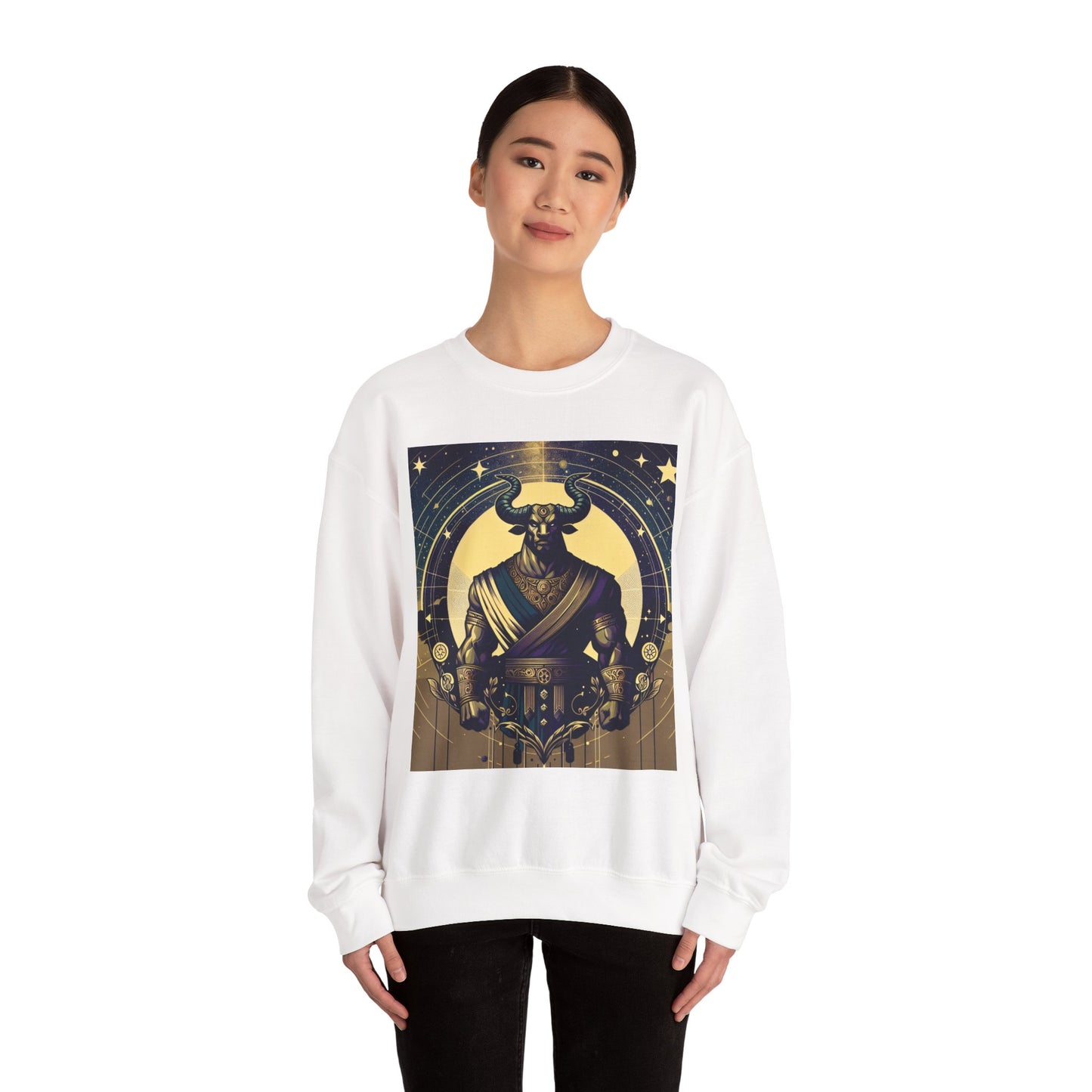 Unisex Heavy Blend™ Crewneck Sweatshirt, Minotaur, Taurus Zodiac Design