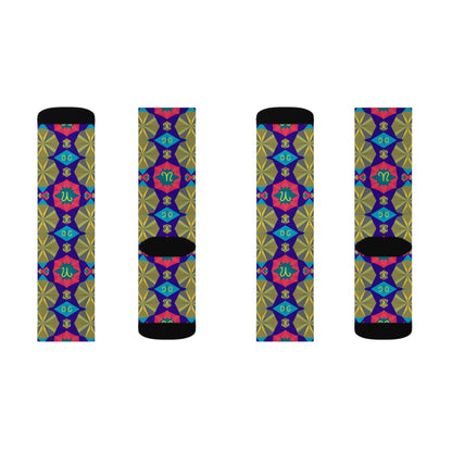 Sublimation Socks, Aquarius, Zodiac v1, Shapes Pattern