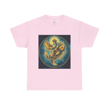 Unisex Heavy Cotton T-Shirt, Pisces King. Zodiac Design