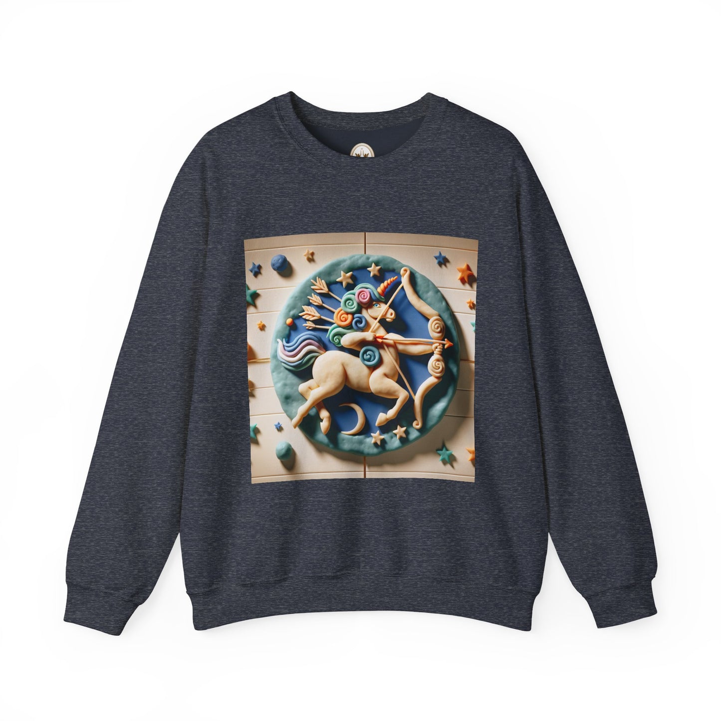 Unisex Heavy Blend™ Crewneck Sweatshirt, Colorful Horse, Sagittarius Zodiac Design
