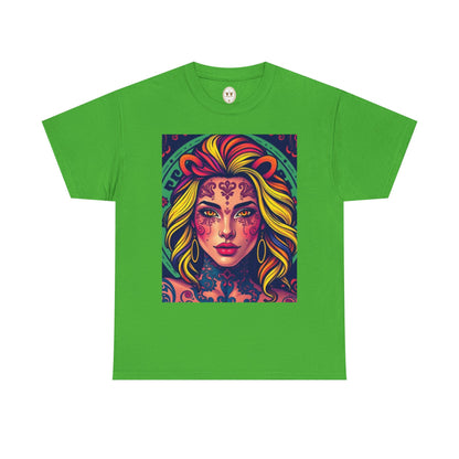 Unisex Heavy Cotton T-Shirt, Leo, Zodiac v1, Sexy Art