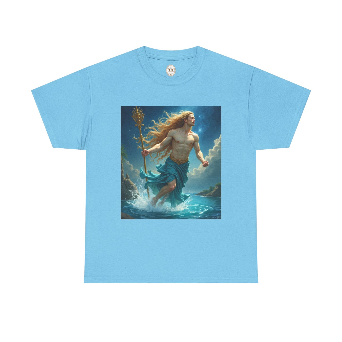 Unisex Heavy Cotton T-Shirt, Aquarius God 4v, Zodiac Design