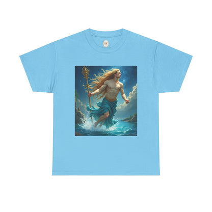 Unisex Heavy Cotton T-Shirt, Aquarius God 4v, Zodiac Design