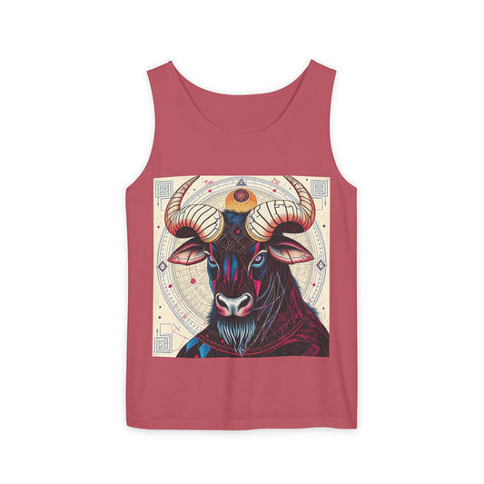 Unisex Garment-Dyed, Tank Top, Taurus Design, Pop Art, 100% US cotton