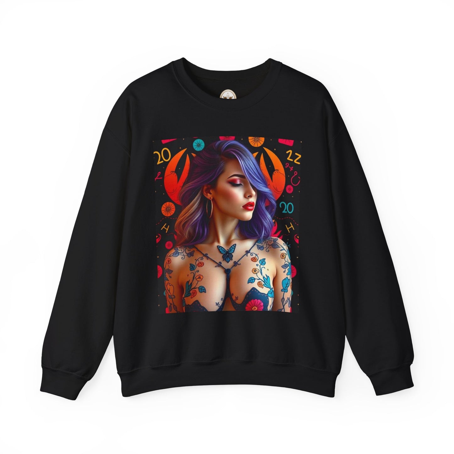 Unisex Heavy Blend™ Crewneck Sweatshirt, Cancer, Zodiac v3, Sexy Pattern
