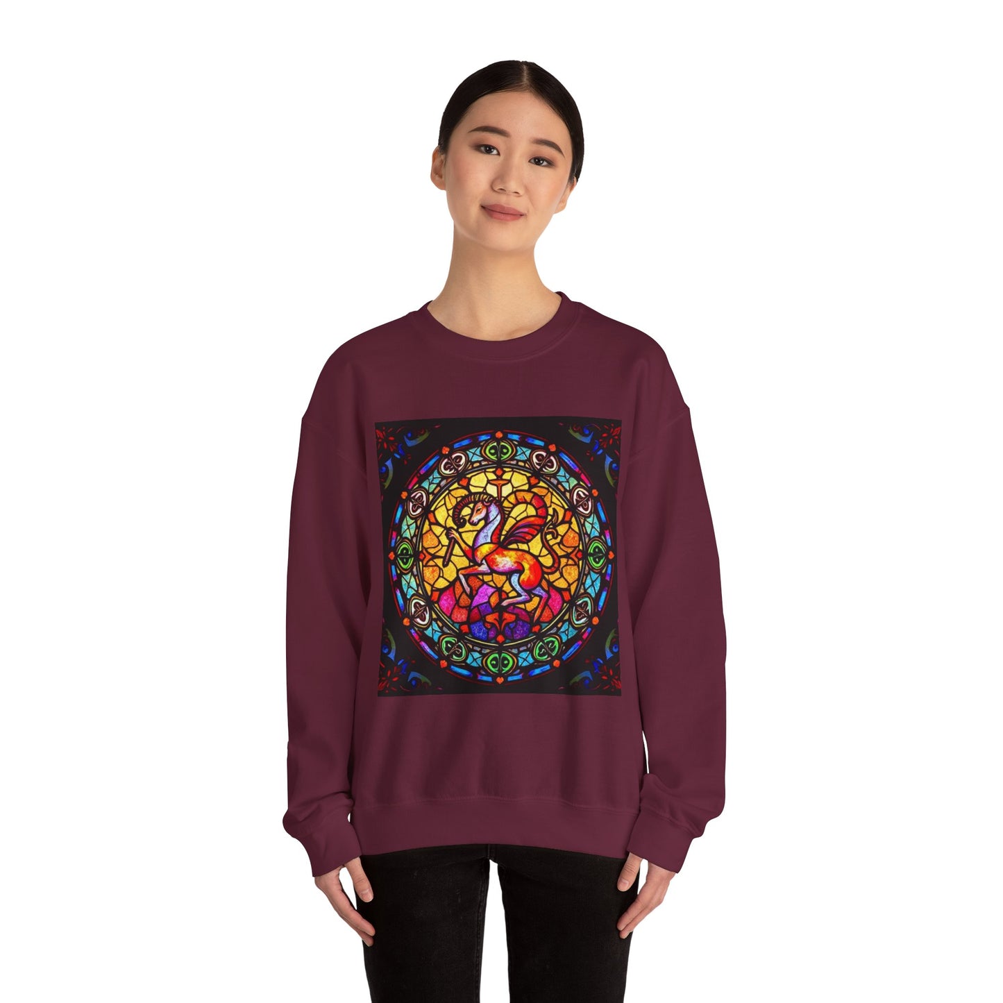 Unisex Heavy Blend™ Crewneck Sweatshirt, Glass 1, Aries Zodiac Design