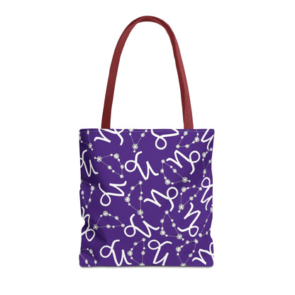 Tote Bag, Capricorn Zodiac Sign, AOP, (Purple, White)