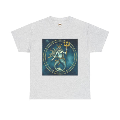 Unisex Heavy Cotton T-Shirt, Aquarius God 6v, Zodiac Design