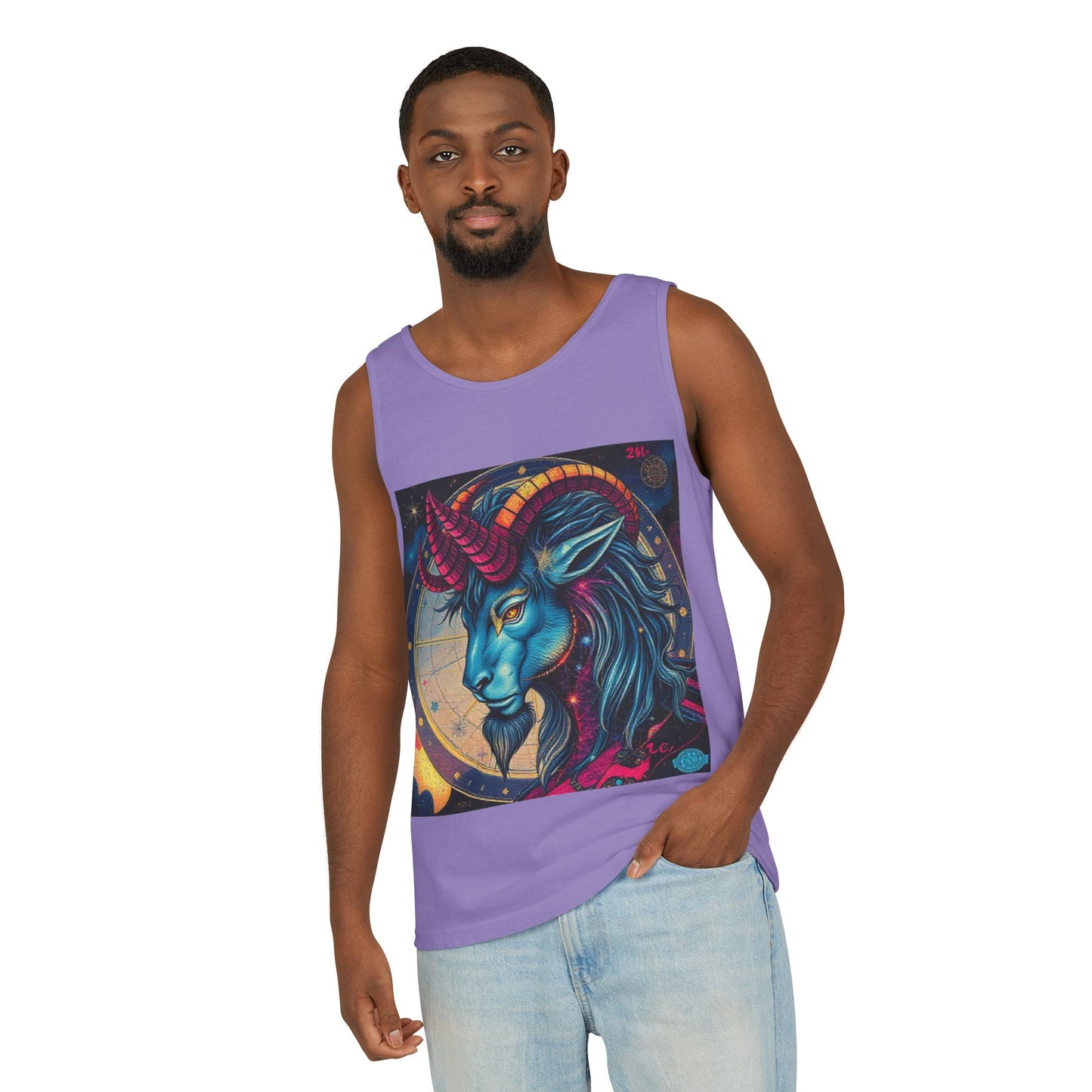 Unisex Garment-Dyed, Tank Top, Capricorn, Pop Art, 100% US cotton