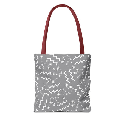 Tote Bag, Aquarius Zodiac Sign, AOP, (Grey, White)