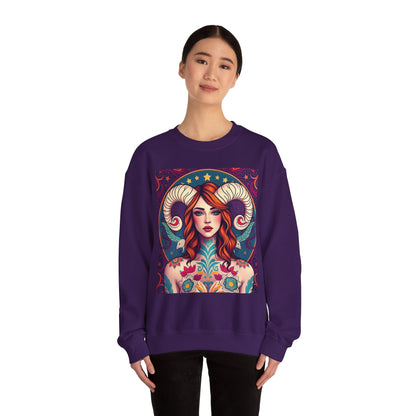 Unisex Heavy Blend™ Crewneck Sweatshirt, Aries, Zodiac v1, Sexy Pattern
