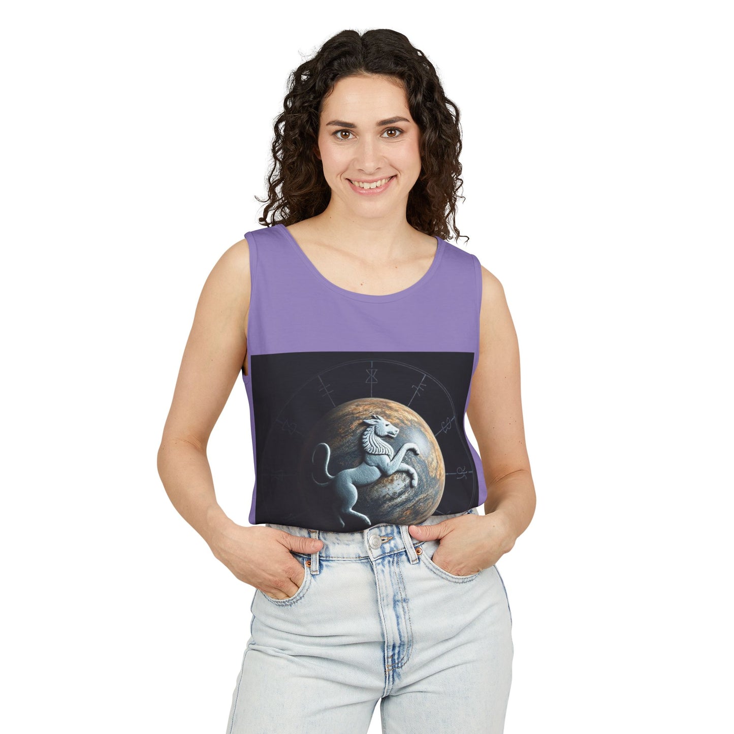 Unisex Garment-Dyed, Tank Top, Aquarius Design, Planet Animal, 100% Ringspun US cotton