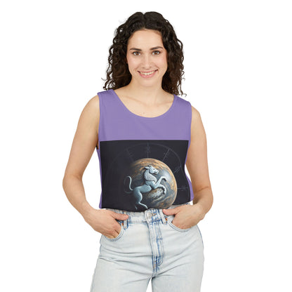 Unisex Garment-Dyed, Tank Top, Aquarius Design, Planet Animal, 100% Ringspun US cotton