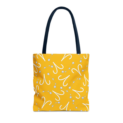 Tote Bag, Aries Zodiac Sign, AOP, (Yellow, White)