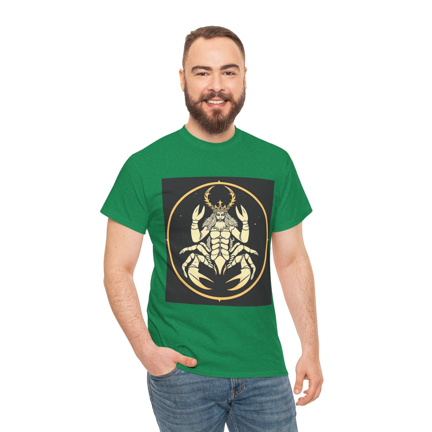 Unisex Heavy Cotton T-Shirt, Scorpio King, Print Art, Zodiac Design