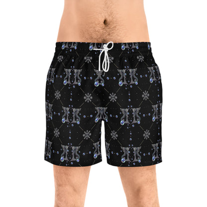 Men's Mid-Length Swim Shorts, (AOP), Gemini, Zodiac v3, Bubble Pattern