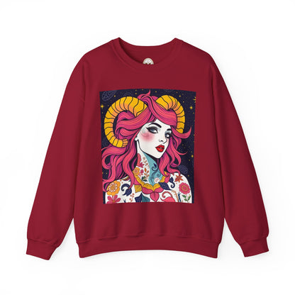Unisex Heavy Blend™ Crewneck Sweatshirt, Aries, Zodiac, Sexy Pattern