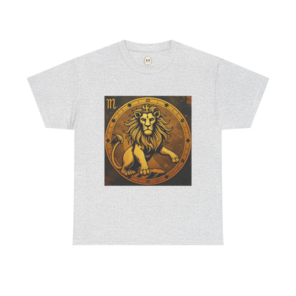 Unisex Heavy Cotton T-Shirt, Gold Lion, Leo Zodiac Design