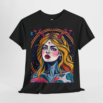 Unisex Heavy Cotton T-Shirt, Virgo, Zodiac v2, Sexy Art