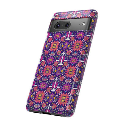 Tough Cases, Libra, Zodiac v4, Flower Pattern