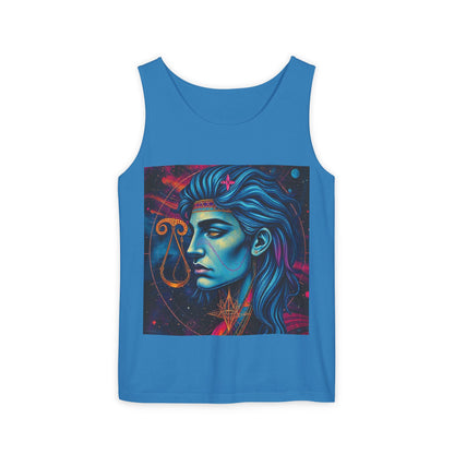 Unisex Garment-Dyed, Tank Top, Libra Design, Pop Art v1, 100% US cotton