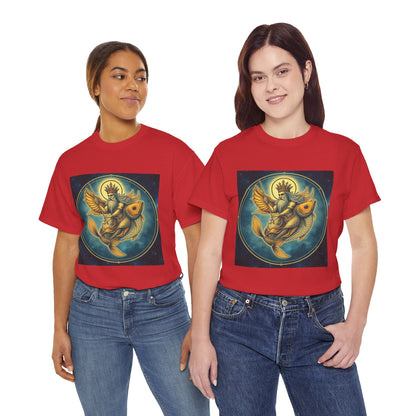Unisex Heavy Cotton T-Shirt, Pisces King v1, Zodiac Design